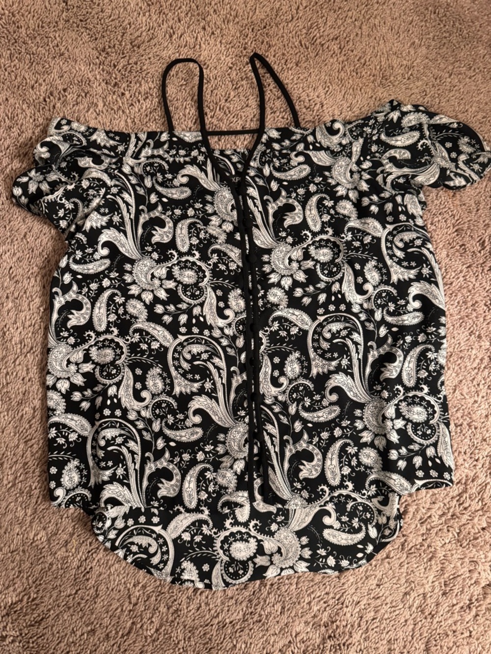 Express Black & White Paisley Off-Shoulder Camisole